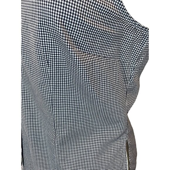 Evan-Picone Navy Gingham Sleeveless Button-Up Blouse Point Collar Size 14 - Picture 3 of 8